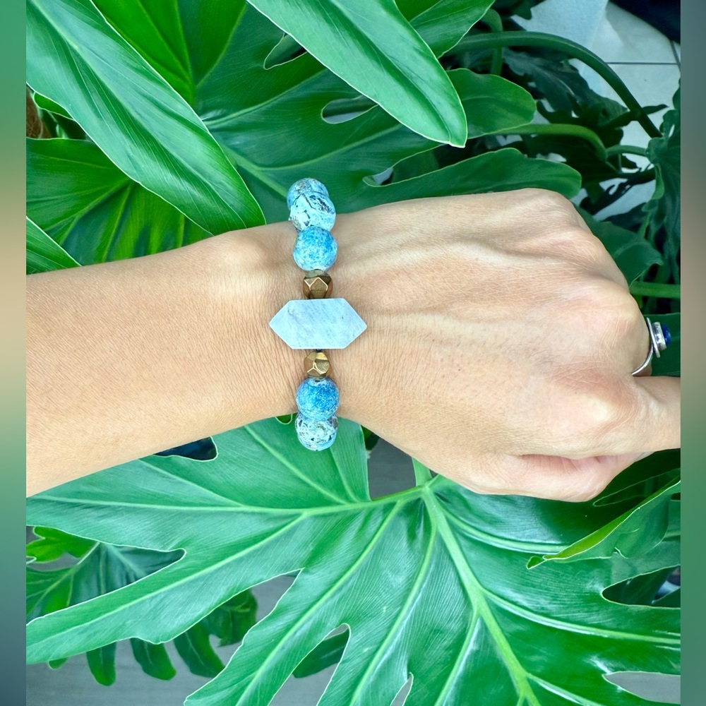 Aquamarine, Jasper & Hematite Bracelet